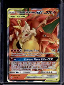 2019 Pokemon SM Cosmic Eclipse Charizard Braixen Tag Team Holo #22/236 - Image 1