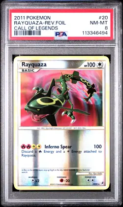 2011 POKEMON CALL OF LEGENDS RAYQUAZA #20 REVERSE FOIL PSA 8 NM #113346494 - Image 1