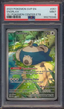 2023 POKEMON SVP 151 SNORLAX POKEMON CENTER ETB #051 PSA 9 - Image 1