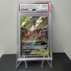 2020 Pokemon SM Black Star Promo #SM240 Espeon & Deoxys GX Tag Team PSA 8 NM-MT - Image 1