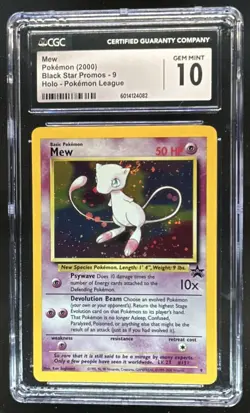 1999 Pokemon Wizards Black Star Promos Mew Holo League #9 CGC 10 - Image 1