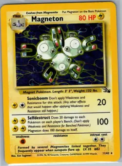 Magneton 11/62 Holo Fossil - Pokemon Card - MP - Image 1