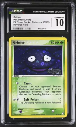 CGC 10 Grimer EX Team Rocket Returns 56/109 Reverse Holo STAMPED Pokemon Card - Image 1