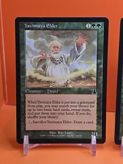 🟢🟢🟢 (4) 1999 MAGIC THE GATHERING URZA'S DESTINY YAVIMAYA ELDER #124 PLAYED - Image 2