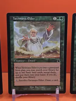 🟢🟢🟢 (4) 1999 MAGIC THE GATHERING URZA'S DESTINY YAVIMAYA ELDER #124 PLAYED - Image 3