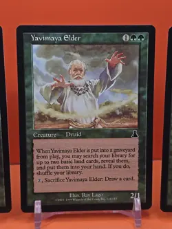 🟢🟢🟢 (4) 1999 MAGIC THE GATHERING URZA'S DESTINY YAVIMAYA ELDER #124 PLAYED - Image 4