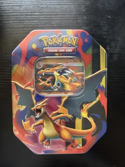 🧡 Pokemon TCG Mega Charizard Y ex Tin 4 Booster Packs & Charizard Promo Sealed - Image 1