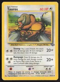 Pokemon TCG | Tauros 47/64 | Uncommon | Jungle | Moderately Played - Image 2