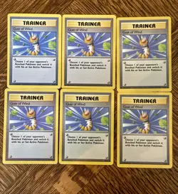 GUST OF WIND 1999 POKEMON BASE 93/102 (LOT OF 6) NEVER PLAYED/NM! - Image 1