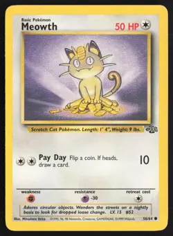 Pokemon TCG | Meowth 56/64 | Common | Jungle | Lightly Played - Image 2