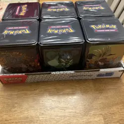 Pokemon TCG: Stacking Tins 2025 Factory Sealed 6 Tin Box With Store Display Case - Image 2