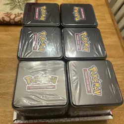 Pokemon TCG: Stacking Tins 2025 Factory Sealed 6 Tin Box With Store Display Case - Image 4