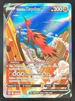 2021 Pokemon Sword & Shield Chilling Reign #174/198 Galarian Zapdos V - Image 1