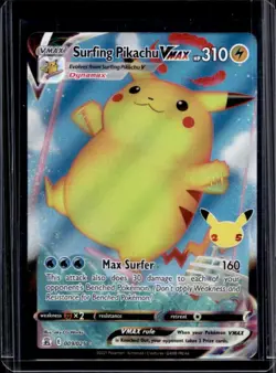 2021 Pokemon SWSH Celebrations Surfing Pikachu V #008/025 - Image 1