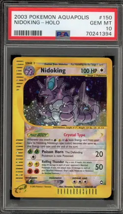 Pokemon Nidoking Aquapolis Crystal Holo Secret Rare #150 PSA 10 Gem Mint - Image 1