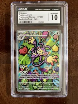 Pokemon 2025 Ambipom 107/094 Holo IR Phantasmal Flames GEM MINT CGC 10 - Image 1