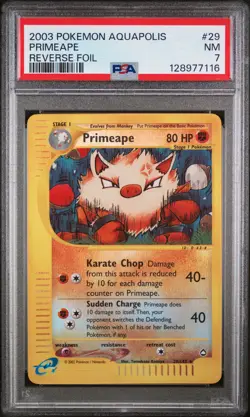 2003 Pokemon Aquapolis #29 Primeape Reverse Foil PSA 7 - Image 1