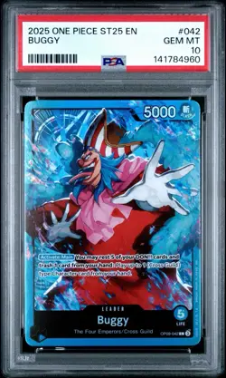 One Piece Starter Deck Buggy OP09-042 Leader ST25 Foil Holo PSA 10 GEM MINT - Image 1