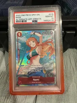 PSA 10 Nami Alt Art Errata "Beta" OP01-016 One Piece CCG English - Image 1