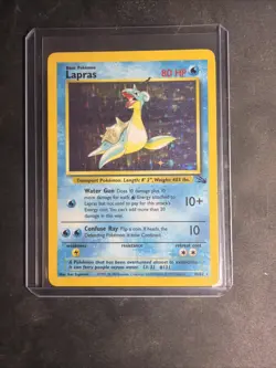 Pokemon TCG Lapras Fossil Holo Unlimited Rare Card 10/62 Vintage - Image 1