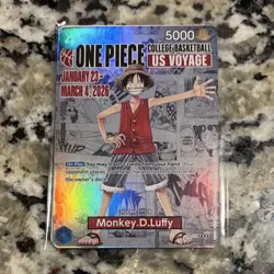 Bandai One Piece CCG Promo Foil Full Art Monkey D. Luffy US Voyage P-055 Card - Image 1
