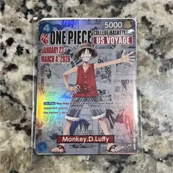 Bandai One Piece CCG US Voyage Monkey D. Luffy Promo Holo 5000 Card P-055 - Image 1