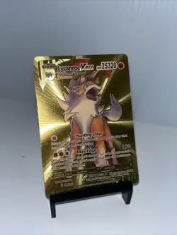 Lycanroc VMAX Metal Gold Foil Pokemon Card Fan Art Display Card HP25320 - Image 3