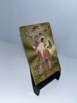 Lycanroc VMAX Metal Gold Foil Pokemon Card Fan Art Display Card HP25320 - Image 4