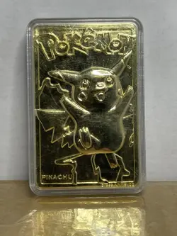 1999 Burger King Pokemon 23K Gold Plated Pikachu Card w/ Case - Image 1