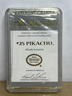 1999 Burger King Pokemon 23K Gold Plated Pikachu Card w/ Case - Image 2