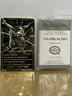1999 Burger King Pokemon 23K Gold Plated Pikachu Card w/ Case - Image 4