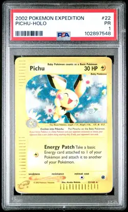 Pokemon TCG Expedition 2002 Pichu Card 22/165 Holo - Image 1