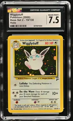 CGC 7.5 Wigglytuff 2000 Base Set 2 19/130 Holo Pokemon Card - Image 1