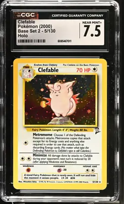 CGC 7.5 Clefable 2000 Base Set 2 5/130 Holo Pokemon Card - Image 1