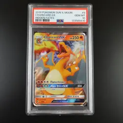 PSA 10 Charizard GX 9/68 Pokemon Hidden Fates Full Art Holo Card - Image 1