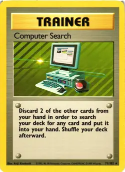 Pokemon TCG Computer Search Base Set Unlimited Rare Card 71/102 LP - Image 1