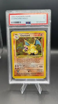 Pokemon TCG Charizard Base Set Holo Unlimited Rare Card 4/102 PSA VG 3 - Image 1
