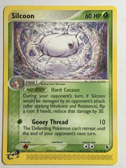 Silcoon Ruby and Sapphire 43/109 MP-LP Pokemon Card - Image 1