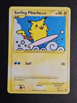 Surfing Pikachu 114/111 Rising Rivals Holo Card Secret Rare Pokemon TCG LP - Image 2