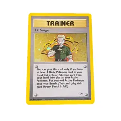 Pokemon Lt. Surge 17/132 Holo Rare Trainer Card Gym Heroes Unlimited HALF SWIRL - Image 1