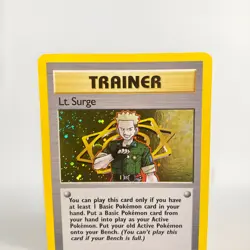 Pokemon Lt. Surge 17/132 Holo Rare Trainer Card Gym Heroes Unlimited HALF SWIRL - Image 3