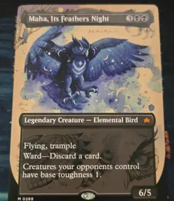 Maha, Its Feathers Night **PLAYTEST** (Borderless) Bloomburrow Regular - Image 1
