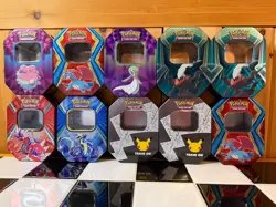 Lot of 10x Pokemon TCG Small Hexagon Tins EMPTY Darkrai Gardevoir Salamence 25th - Image 1