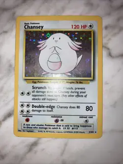 Chansey Base Set Holo Rare Unlimited 3/102 Pokemon Card Lightly Played - Image 1