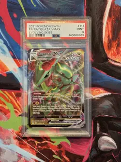2021 POKEMON SWORD & SHIELD EVOLVING SKIES #111 FULL ART/RAYQUAZA VMAX PSA 9 - Image 3