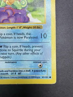 Pokemon 1st Edition Squirtle 1999 Base Set 63/102 WOTC HP/DMG - Image 5