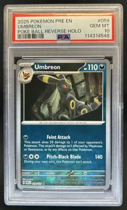 2025 Pokemon Prismatic Evolutions Umbreon Reverse Holo Poke Ball #059/131 PSA 10 - Image 1