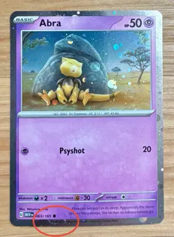 Pokemon S&V Promo - Abra 063/165 (Cosmos Holo) 💫HD Galaxy/Mew Tail Swirl💫 - Image 1