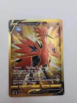 Galarian Zapdos V - 182/172 Brilliant Stars SECRET RARE GOLD Pokemon - NM/M - Image 1