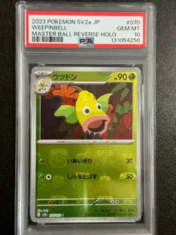 22628# JAPANESE POKEMON TCG / Weepinbell 070 C Master Ball Reverse Holo / PSA 10 - Image 1